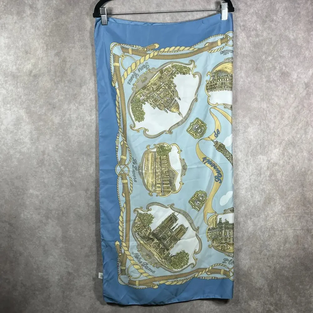Vintage Rogel L. Paris Square Scarf Womens One Size Blue Lightweight Italy Artsy